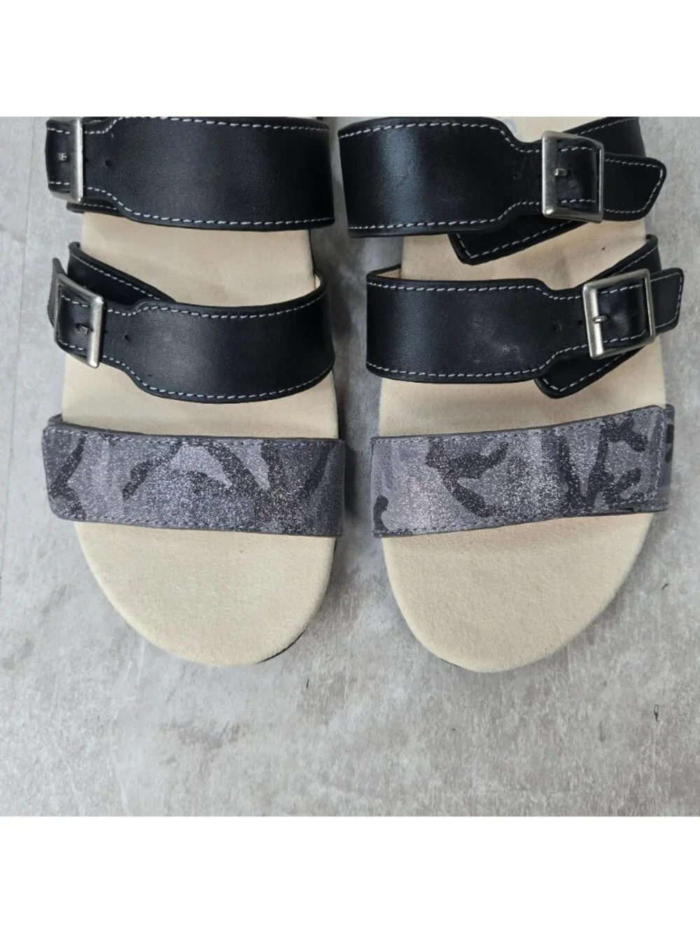 Spenco Orthopedic Slides Sz 10 Black Leather Slip On Comfort Summer Flat Sandals